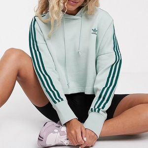 Adidas Original Mint Green Cropped Hoodie Size Small